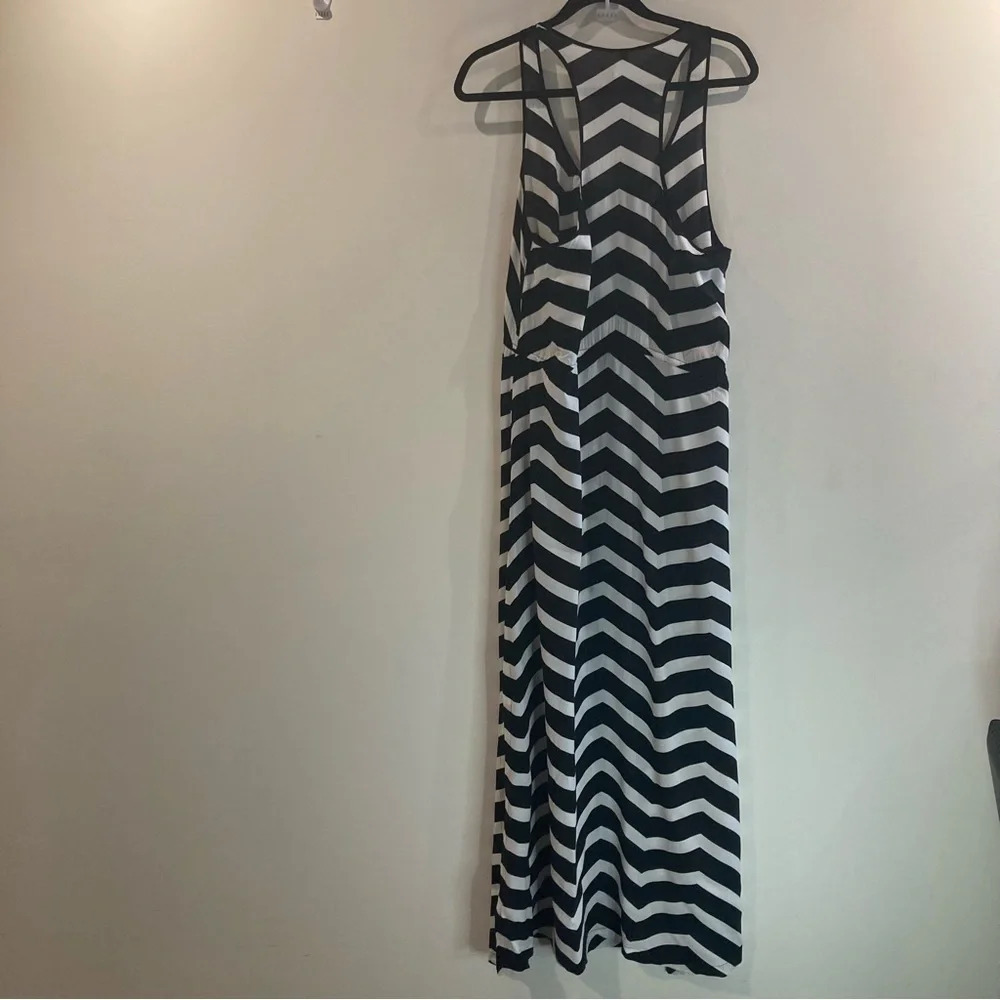 SEAFOLLY AUSTRALIA Sz M Chevron Black White Tank Style Drawstring Beach Dress - Picture 8 of 10